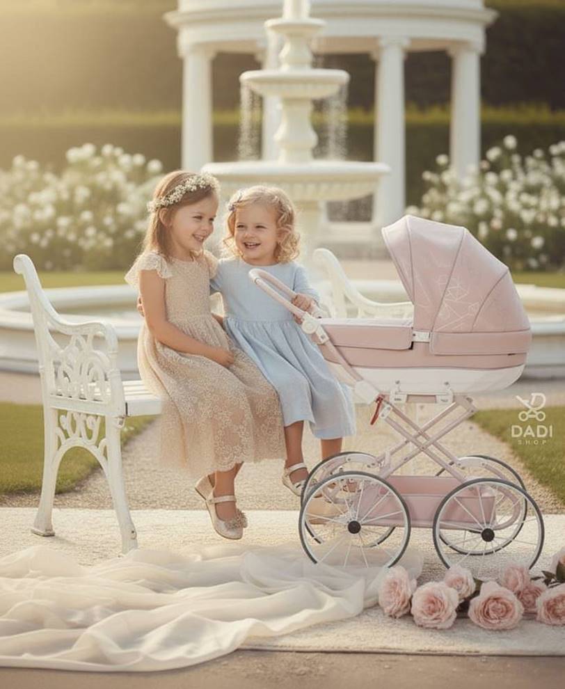 Junama Heart Mini wózek dla lalek – retro wózek lalkowy z gondolą, dostępny w Dadi-Shop