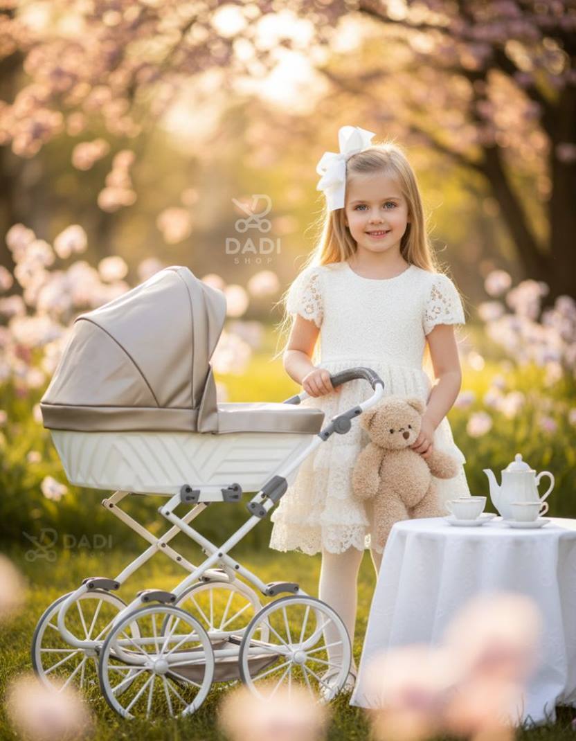 Regulowana rączka wózka Kunert Rossie Pink Metalic Eco dopasowana do wzrostu dziecka. dadi-shop