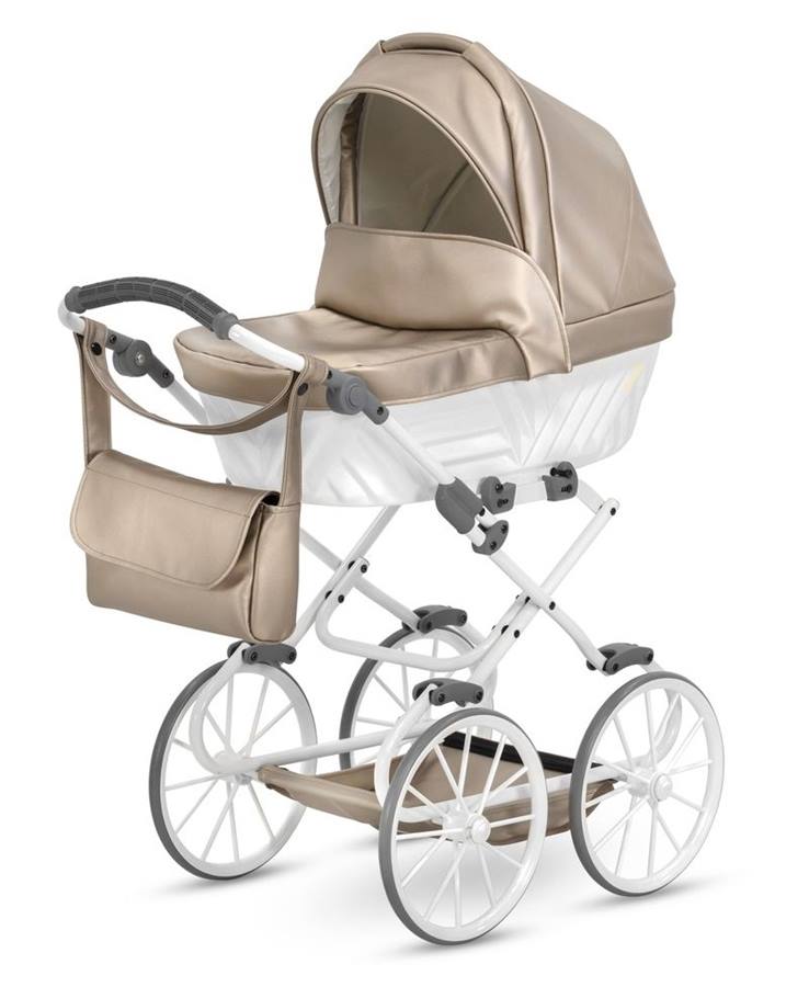 Duże retro koła wózka dla lalek Kunert Rossie Ivento Mini 02 Cappuccino Metalic Eco – stabilne i stylowe. Dadi-shop