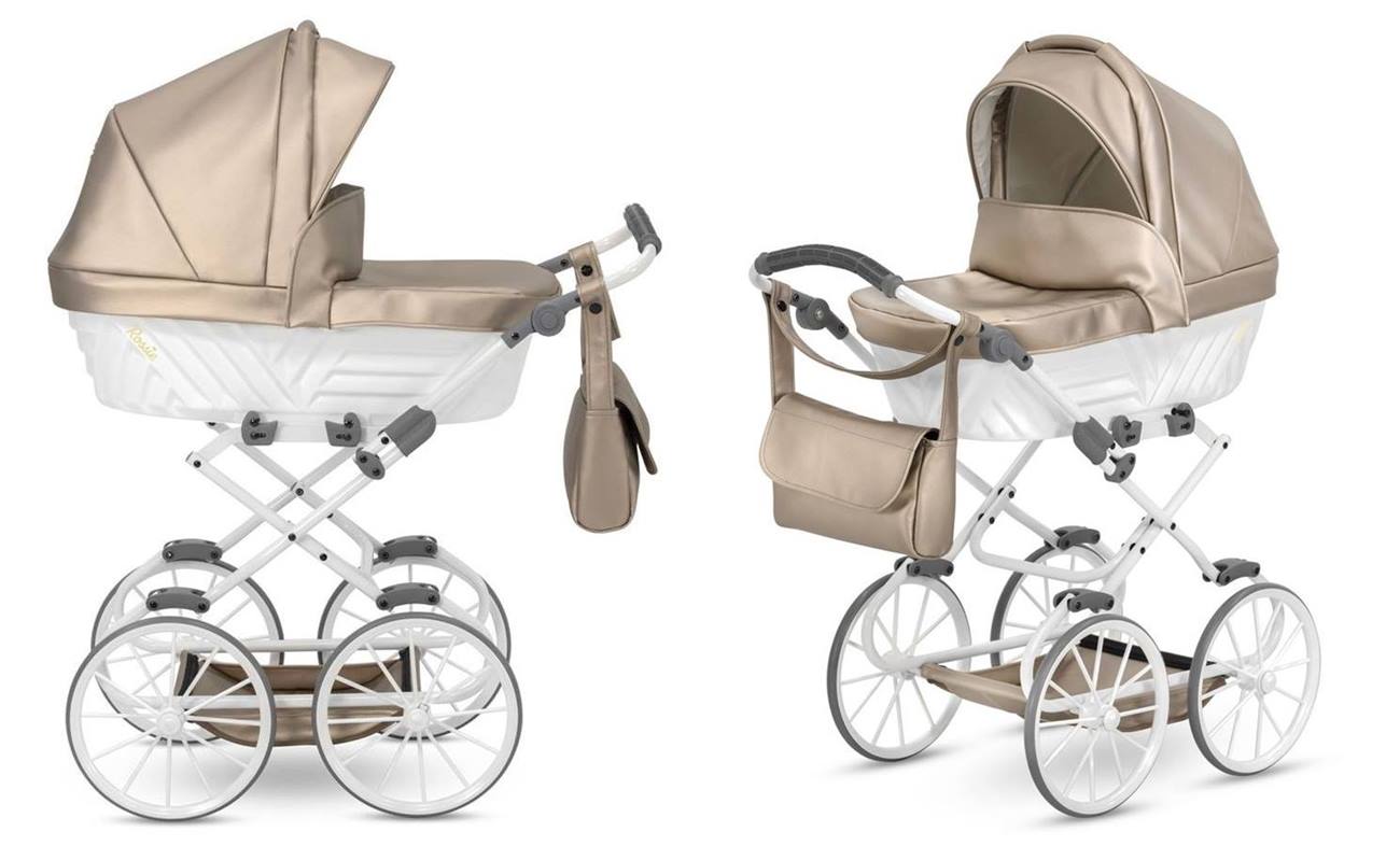 Regulowana rączka wózka dla lalek Kunert Rossie Cappuccino Metalic Eco – dopasowana do dziecka. Dadi-shop