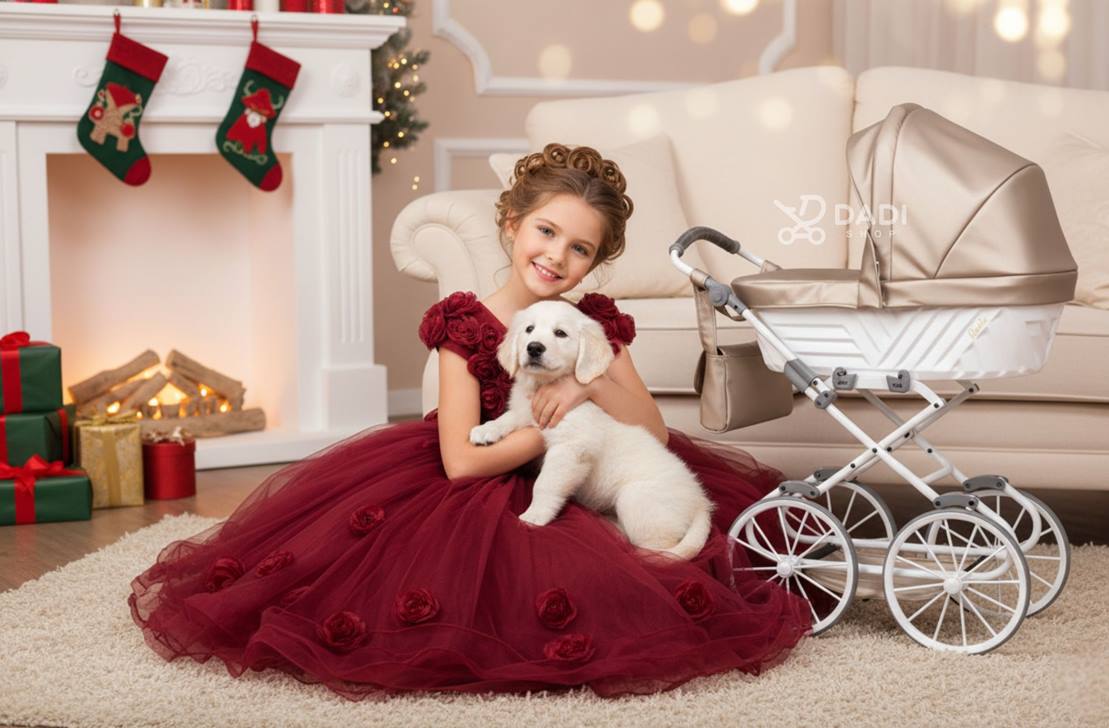 Wózek dla lalek Kunert Rossie – mini IVENTO, szczęśliwa dziewczynka bawi się, idealny na prezent. dadi-shop