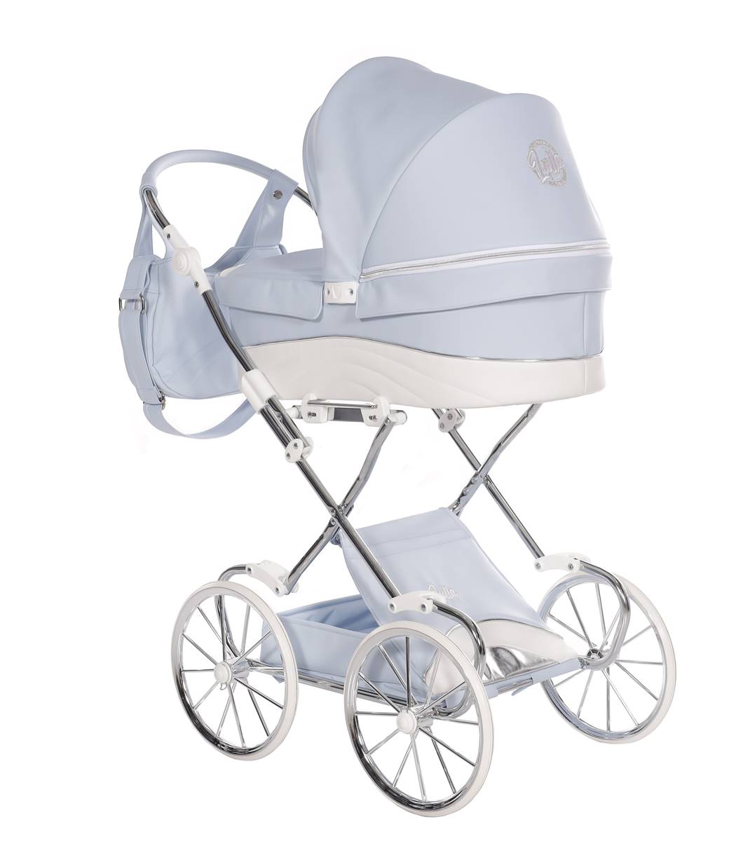 Wózek dla lalek Junama Lulla 02 retro niebieski z regulowaną rączką do 90 cm dla starszej dziewczynki – polski producent Tako, Dadi-Shop