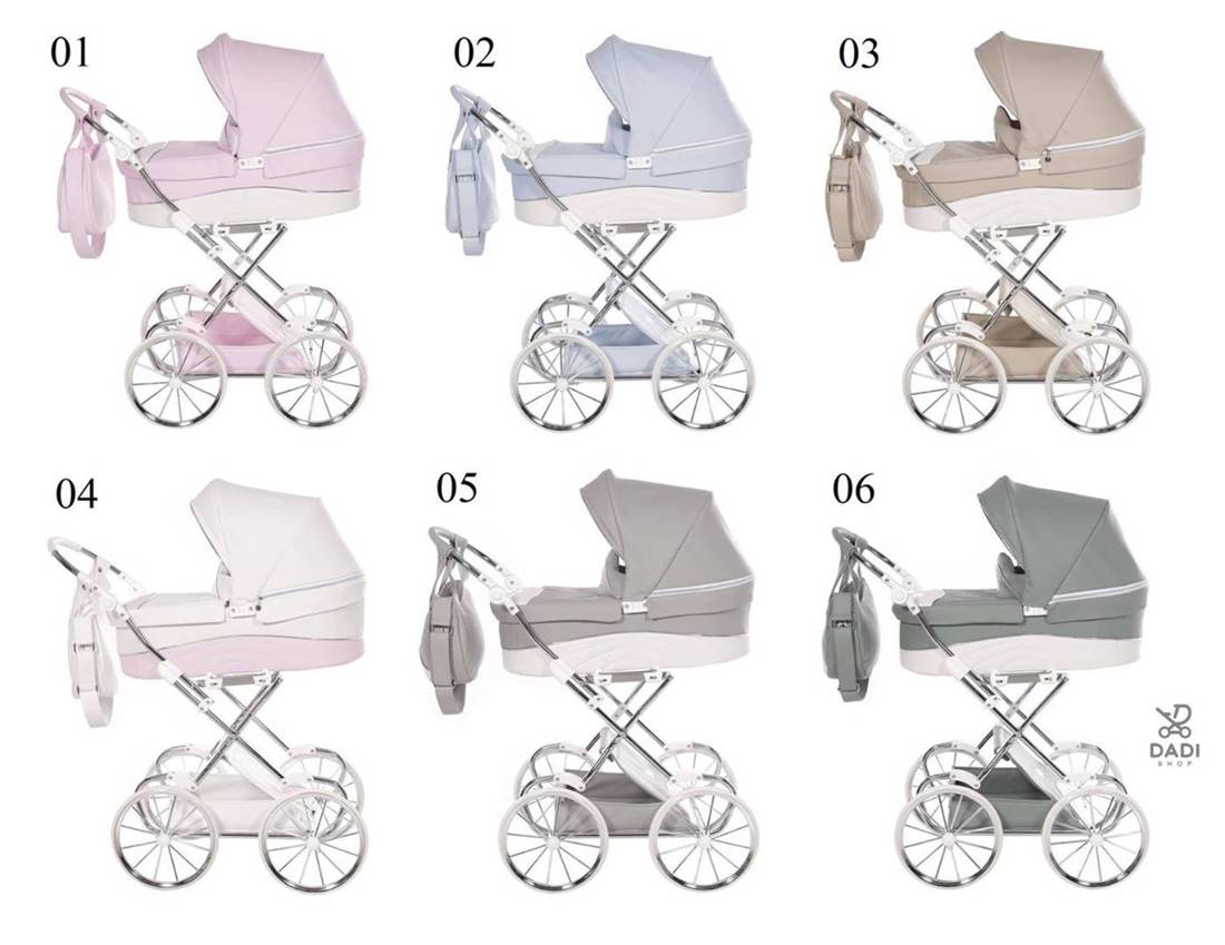 Kolorystyka wózka dla lalek Junama Lulla – elegancki doll stroller pram dostępny w sklepie Dadi Shop