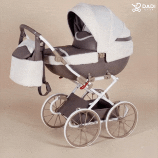 Junama Mocha Dream Mini beige doll stroller – presentation GIF showing cozy and stylish details