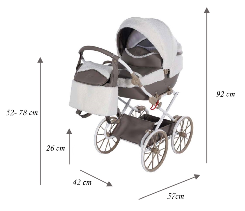 wymiary wózka dla lalek Junama Mocha Dream Mini Junama