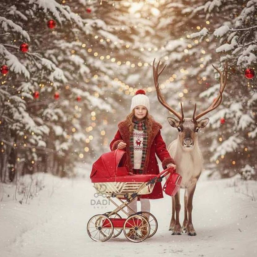 Wózek dziecięcy dla lalek Sojan Royal w zimowej sceneriii.