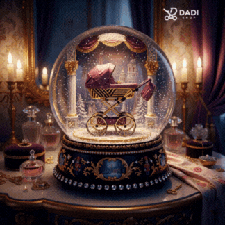 Sojan Royal 03 fioletowy wózek dla lalek – premium wizualizacja w szklanej kuli, jak z bajki, Dadi-Shop