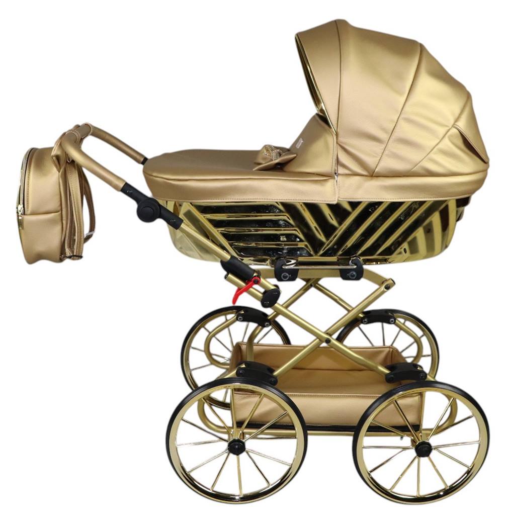 Głęboka gondola złotego wózka Sojan Royal 06 z luksusowymi detalami. Sklep dadi-shop