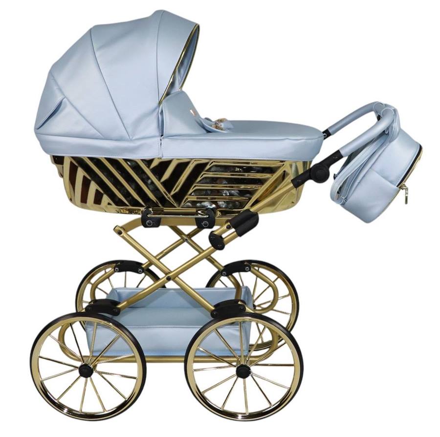 Niebieski wózek lalkowy Sojan Royal 04 – stylowy