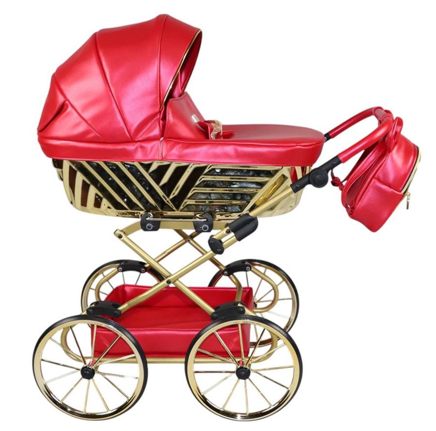 Czerwony wózek lalkowy Sojan Royal 05 – stylowy