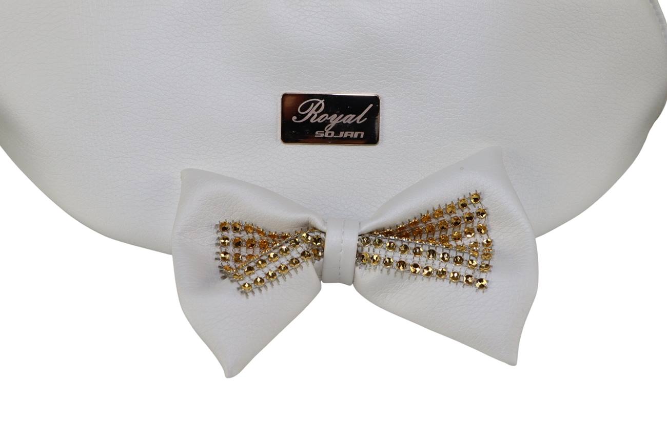 Sojan Royal – wózek dla lalek zbliżenie na materiał z eko-skóry i kokardę, Dadi-Shop